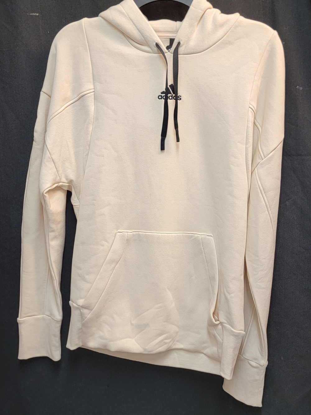 adidas Cream Hoodie with Black Logo and Drawstrings